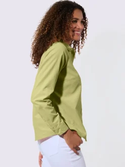 Chemisier col chemise à manches longues et patte de boutonnage