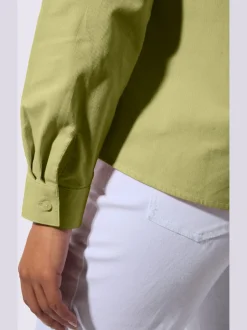 Chemisier col chemise à manches longues et patte de boutonnage