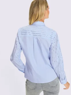Chemisier coton rayé avec applications miroirs et boutons