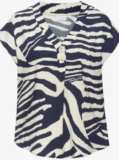 Chemisier encolure en V avec boutons et manches courtes en viscose