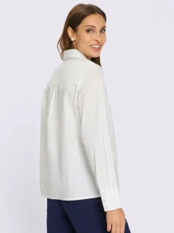 Chemisier en coton brodé avec col en V ouvert