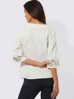 Chemisier en coton brodé avec détails brillants aux manches