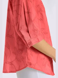 Chemisier en coton broderie de Madère manches 3/4