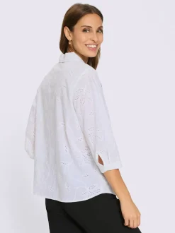 Chemisier en coton broderie de Madère manches 3/4
