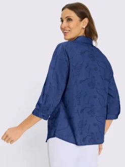 Chemisier en coton broderie de Madère manches 3/4
