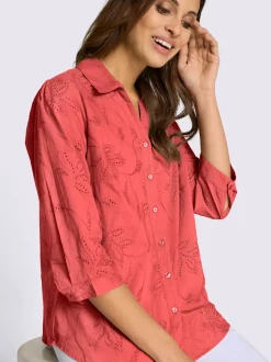 Chemisier en coton broderie de Madère manches 3/4