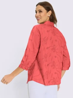 Chemisier en coton broderie de Madère manches 3/4