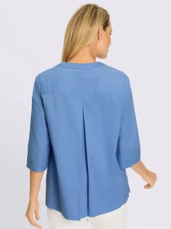 Chemisier en coton à encolure ronde et manches mi-longues