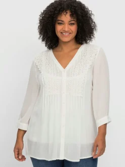 Chemisier en crêpe dentelle crochetée