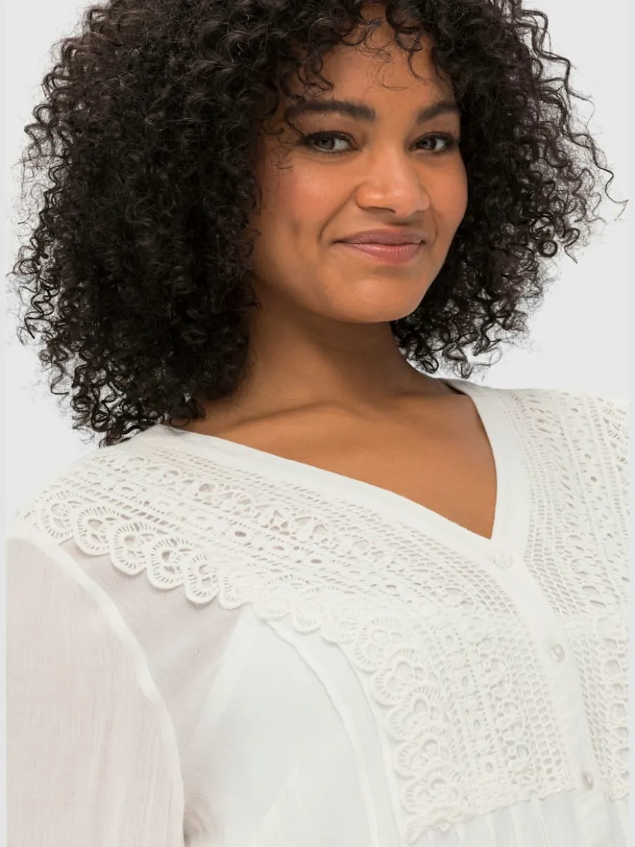 Chemisier en crêpe dentelle crochetée