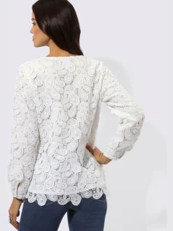 Chemisier en dentelle à col V et manches longues avec motif paisley