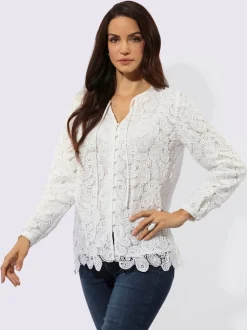 Chemisier en dentelle à col V et manches longues avec motif paisley
