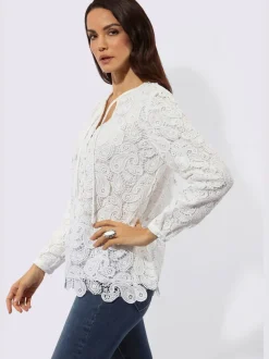 Chemisier en dentelle à col V et manches longues avec motif paisley