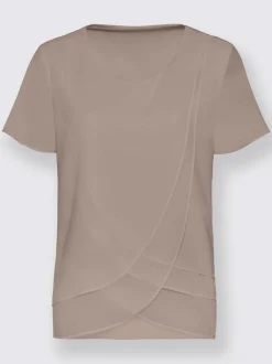 Chemisier en georgette avec encolure ronde et manches courtes