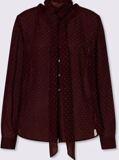 Chemisier en georgette avec lavallière amovible et manches longues