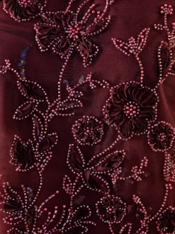 Chemisier en georgette jolie broderie florale avec perles décoratives