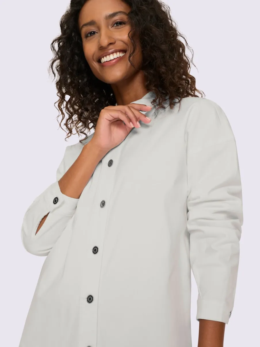 Chemisier en jean coton extensible avec col chemise