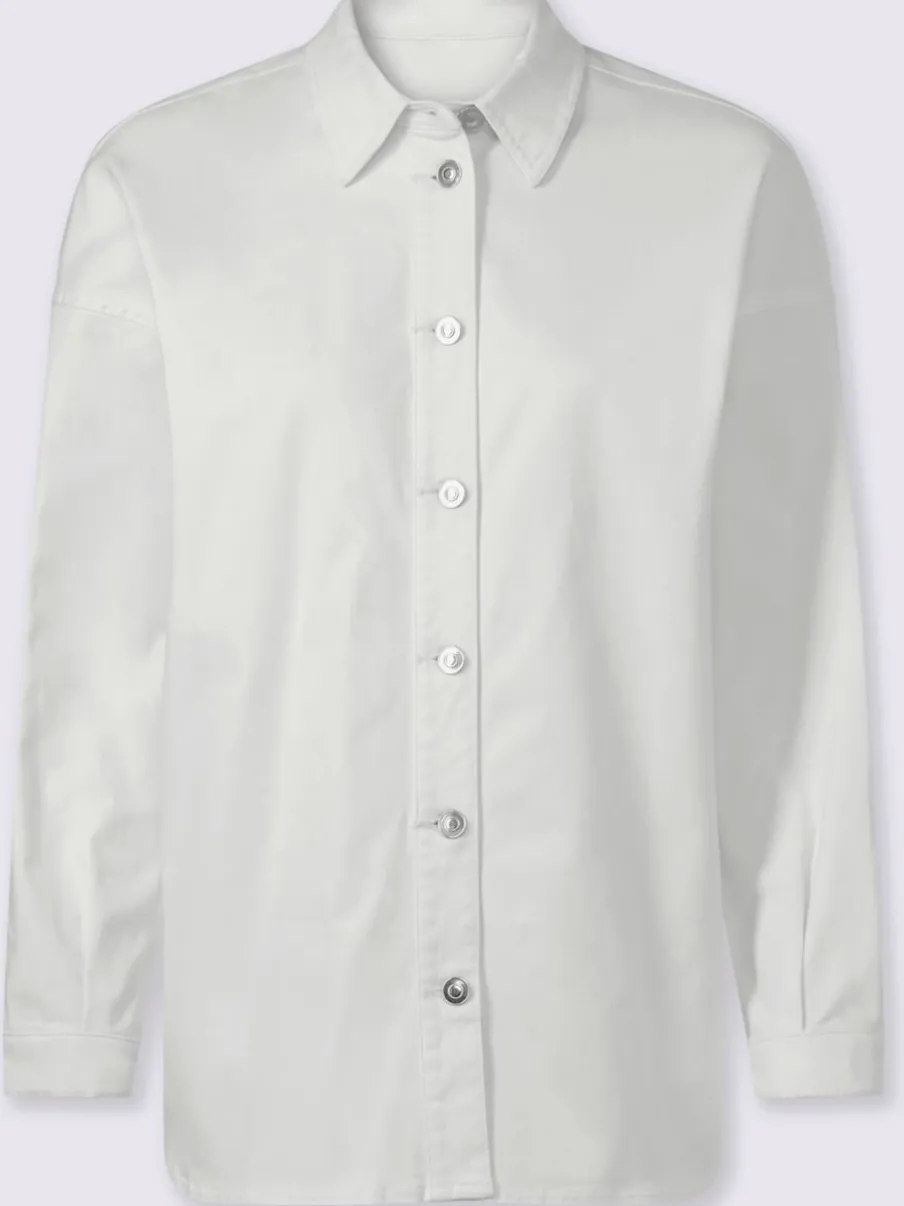 Chemisier en jean coton extensible avec col chemise