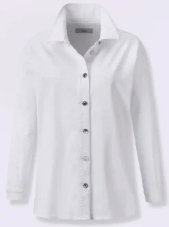 Chemisier en jean coton extensible avec col chemise
