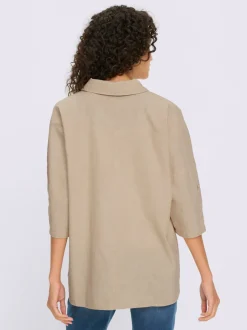 Chemisier en lin avec col chemise et manches 3/4