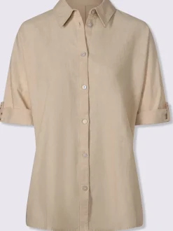 Chemisier en lin avec col chemise et manches 3/4