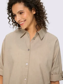 Chemisier en lin avec col chemise et manches 3/4