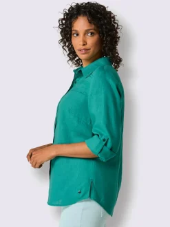 Chemisier en lin avec col classique et manches retroussables