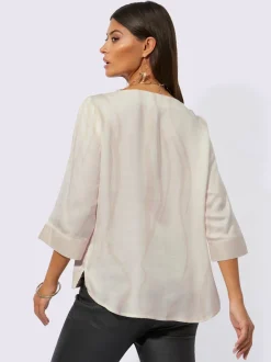 Chemisier en modal satin avec manches 3/4 et fentes
