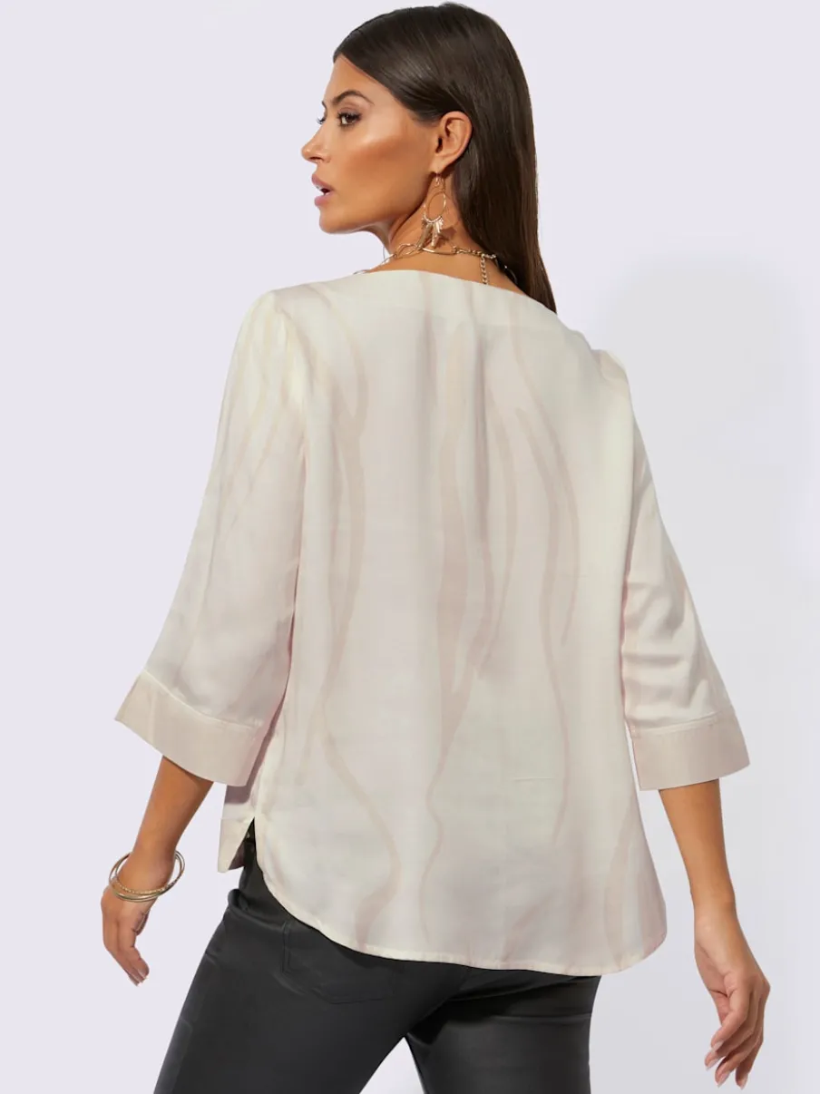 Chemisier en modal satin avec manches 3/4 et fentes