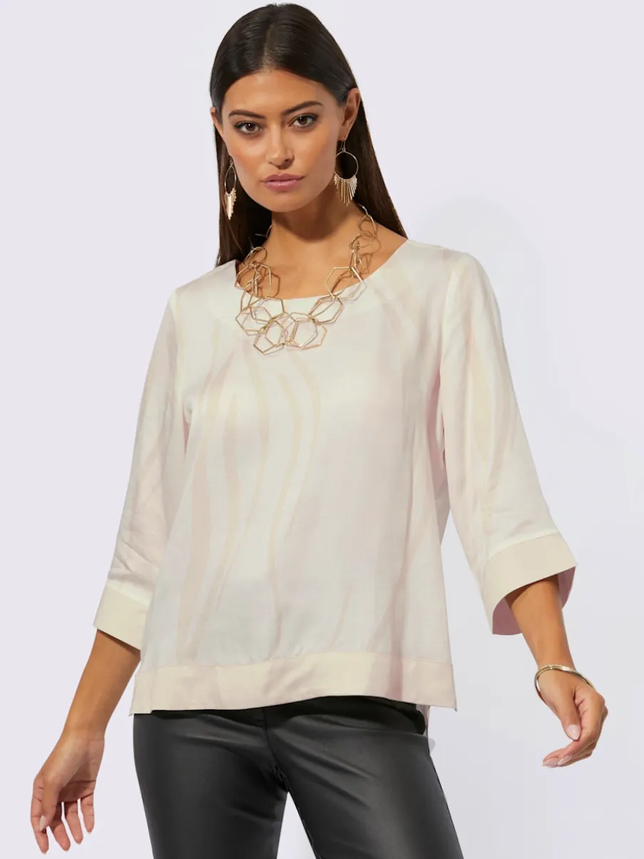 Chemisier en modal satin avec manches 3/4 et fentes