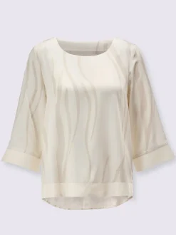 Chemisier en modal satin avec manches 3/4 et fentes