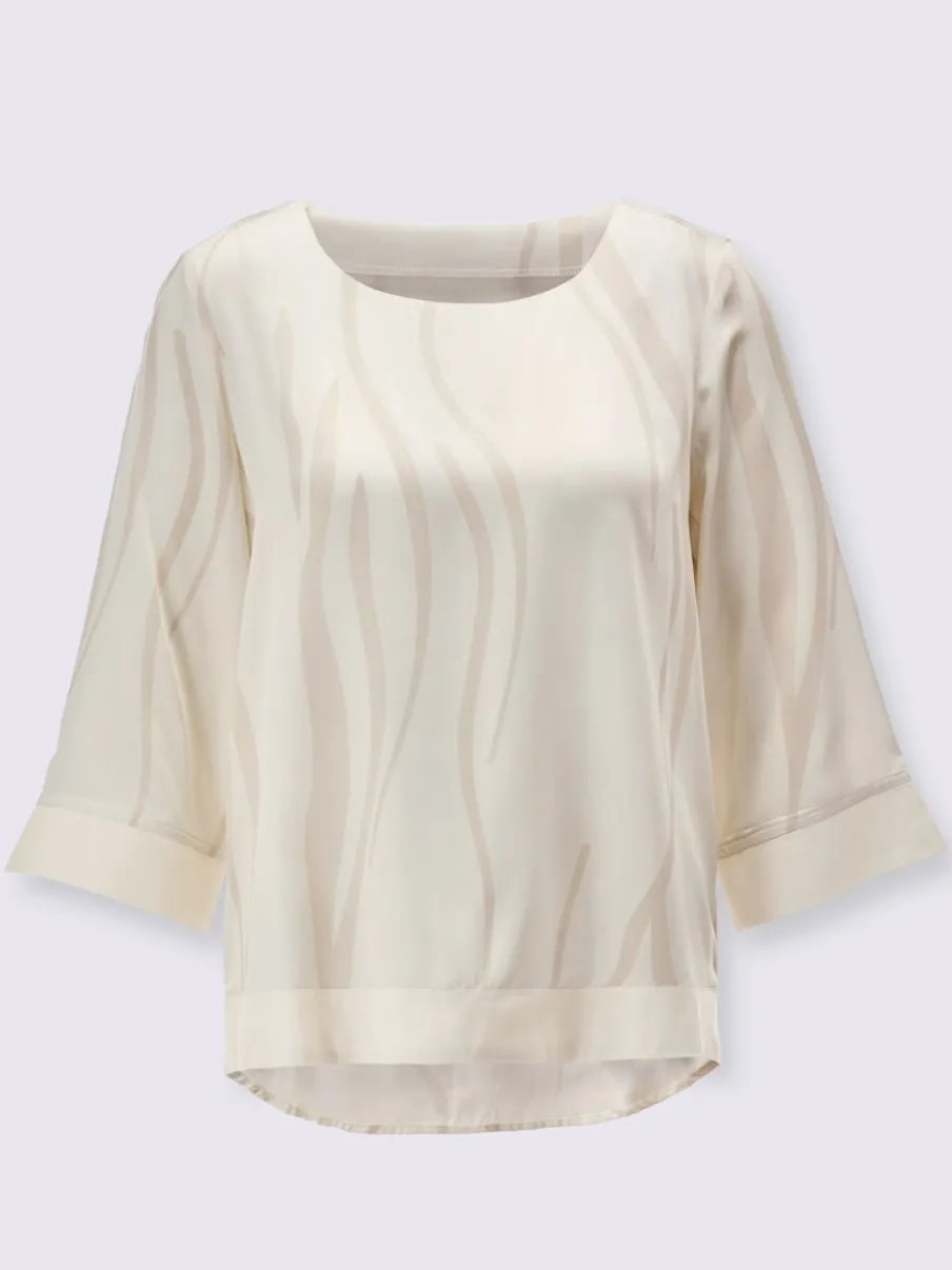Chemisier en modal satin avec manches 3/4 et fentes