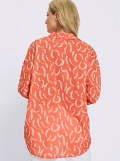 Chemisier en pur coton à col chemise et manches longues