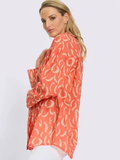 Chemisier en pur coton à col chemise et manches longues