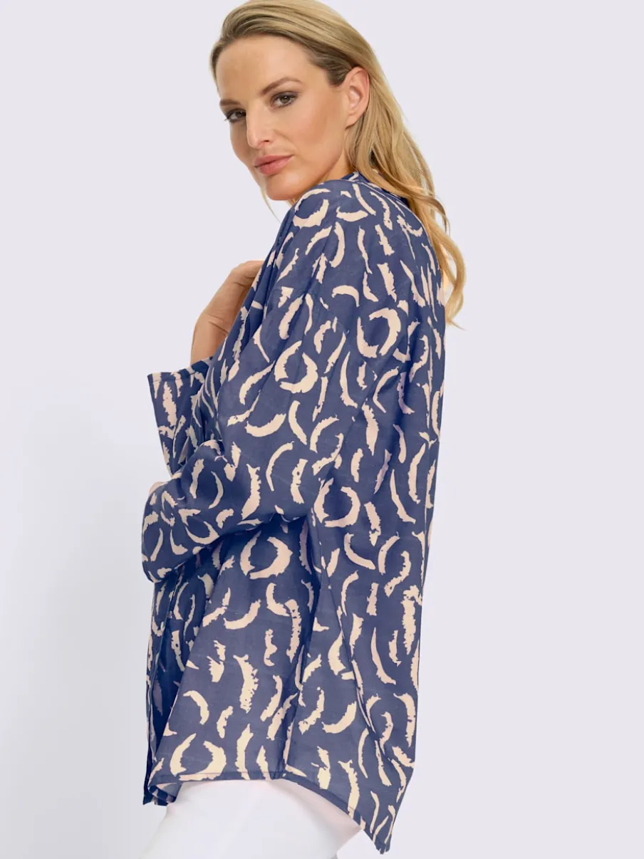 Chemisier en pur coton à col chemise et manches longues