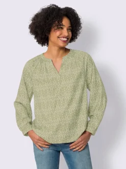 Chemisier en satin avec motif paisley et manches raglan
