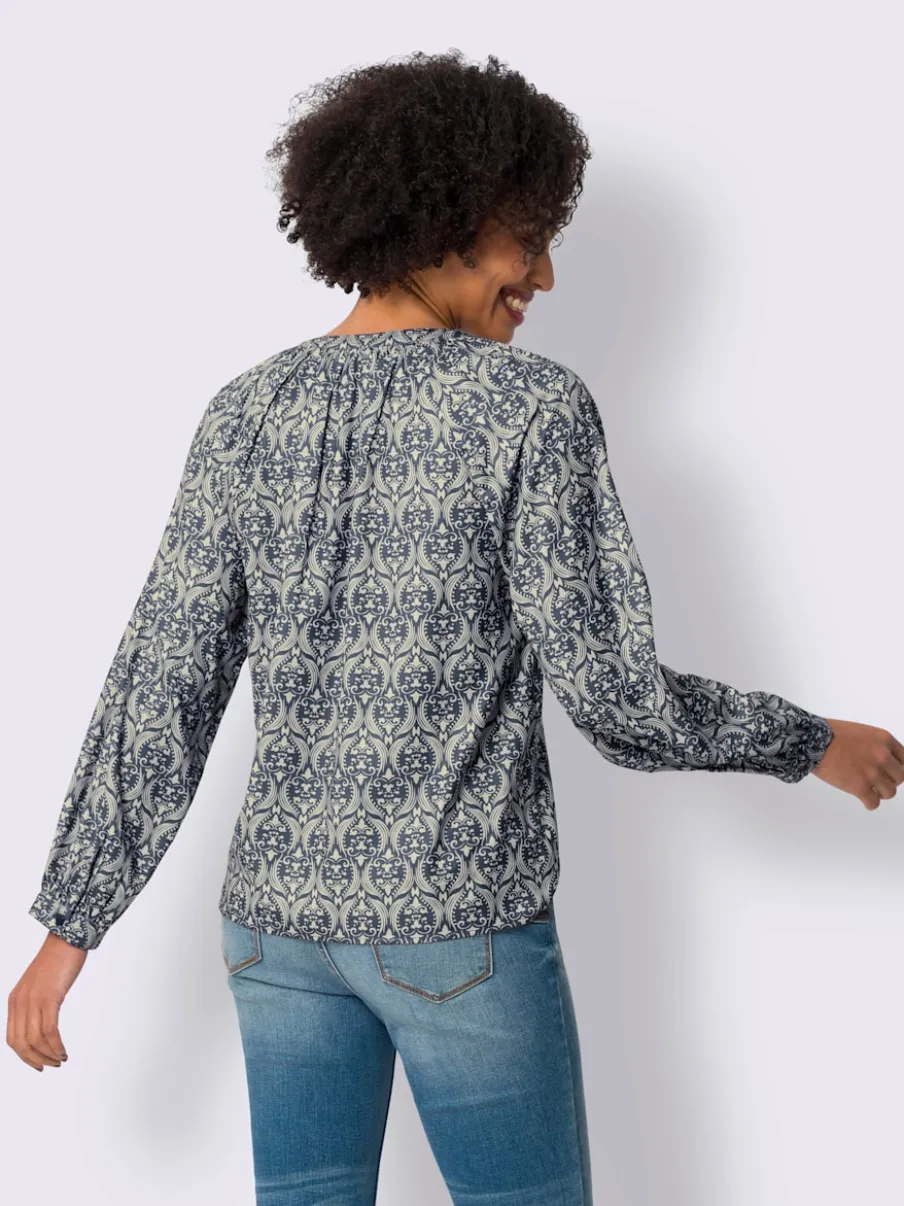 Chemisier en satin avec motif paisley et manches raglan