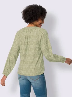 Chemisier en satin avec motif paisley et manches raglan