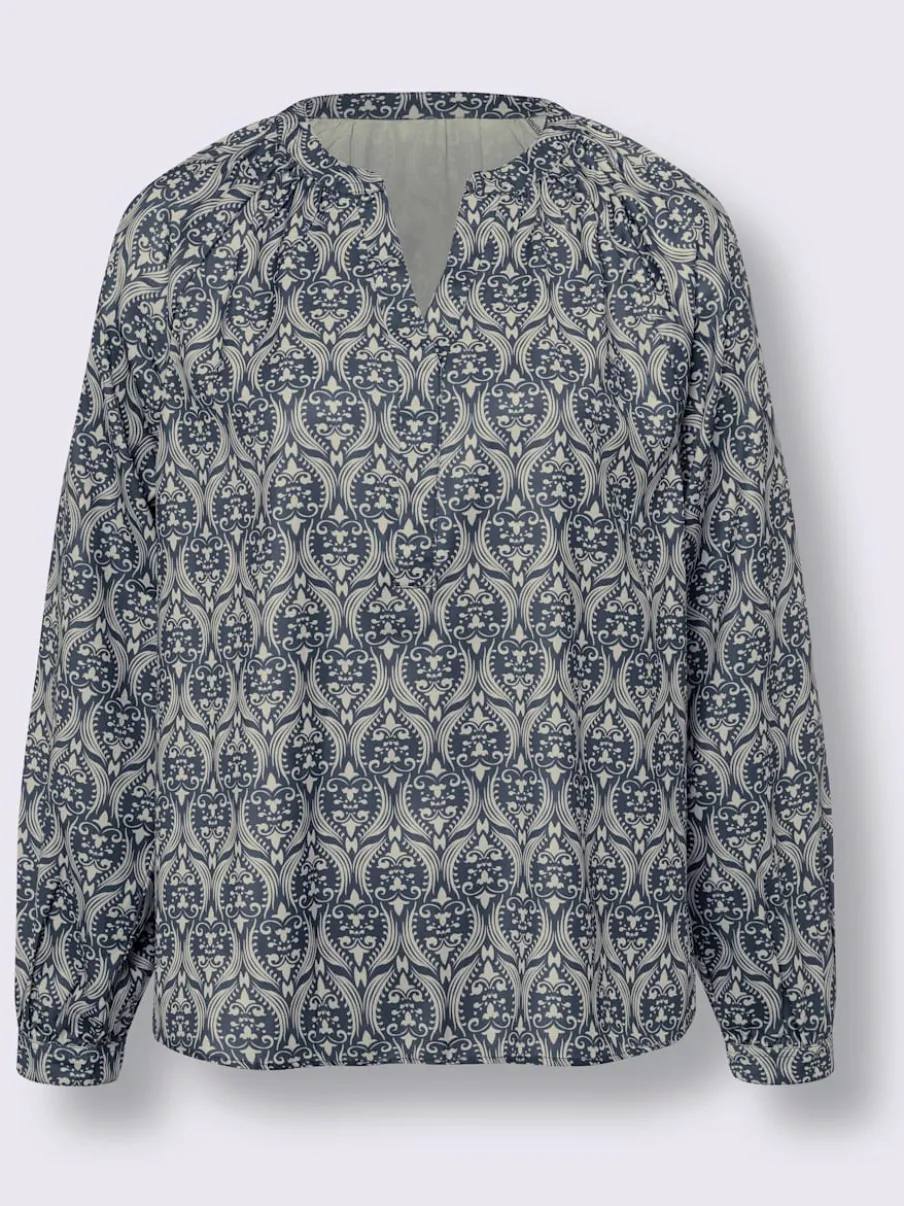 Chemisier en satin avec motif paisley et manches raglan