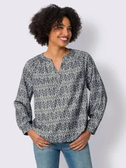 Chemisier en satin avec motif paisley et manches raglan