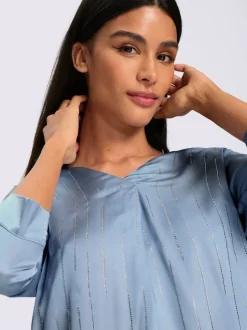 Chemisier en satin petites pierres brillantes fantaisie