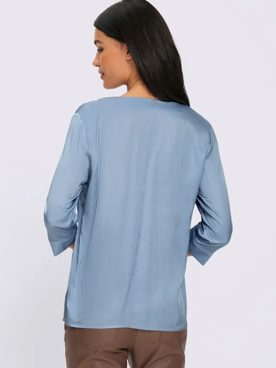 Chemisier en satin petites pierres brillantes fantaisie