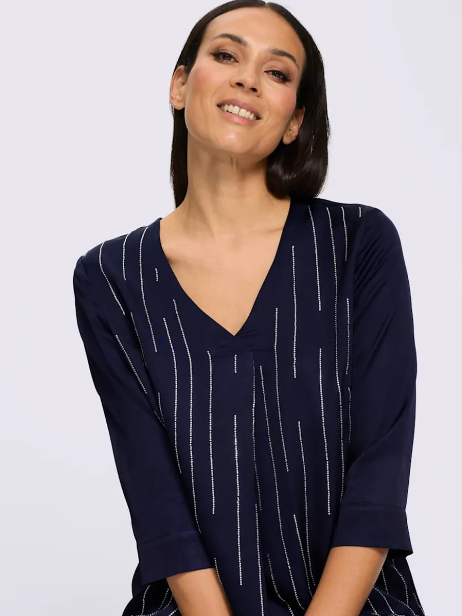 Chemisier en satin petites pierres brillantes fantaisie