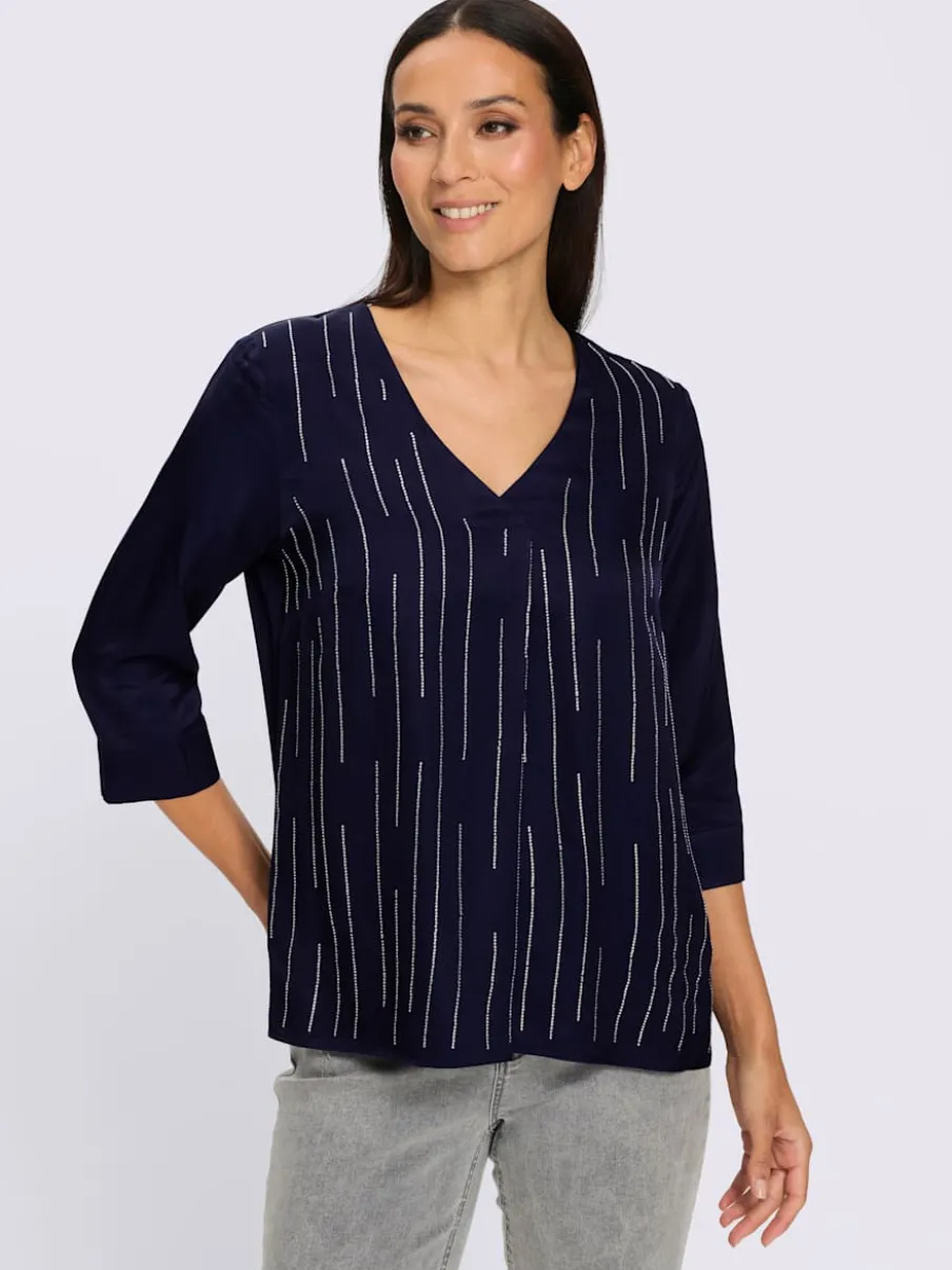 Chemisier en satin petites pierres brillantes fantaisie