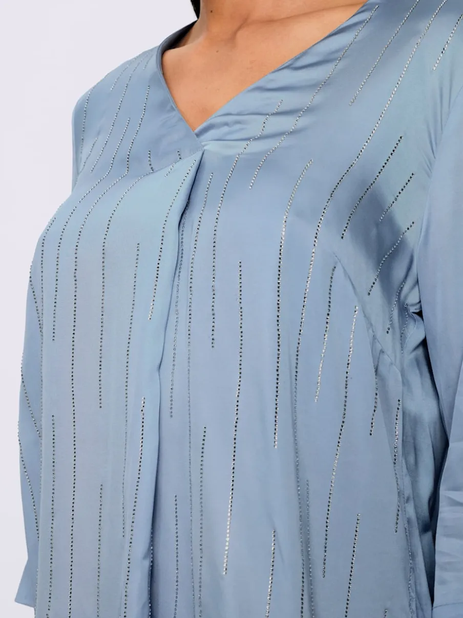 Chemisier en satin petites pierres brillantes fantaisie