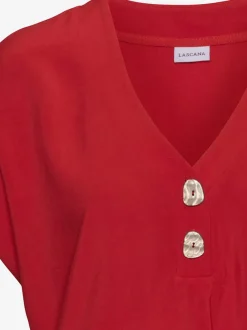 Chemisier en V avec boutons et manches courtes en viscose