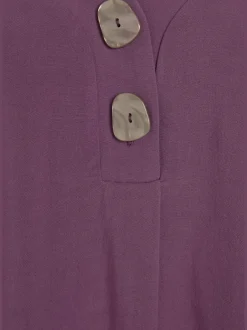 Chemisier en V avec boutons et manches courtes en viscose
