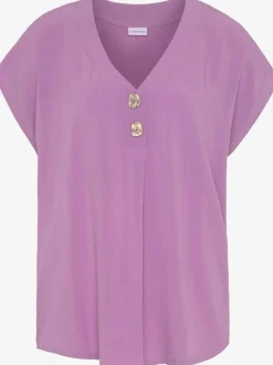 Chemisier en V avec boutons et manches courtes en viscose