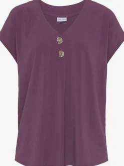 Chemisier en V avec boutons et manches courtes en viscose