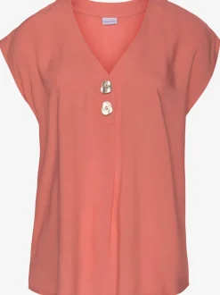 Chemisier en V avec boutons et manches courtes en viscose